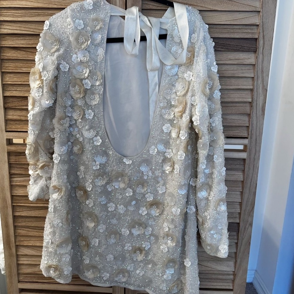 ASOS DESIGN floral embellished mini shift dress size 10 - Picture 5 of 7